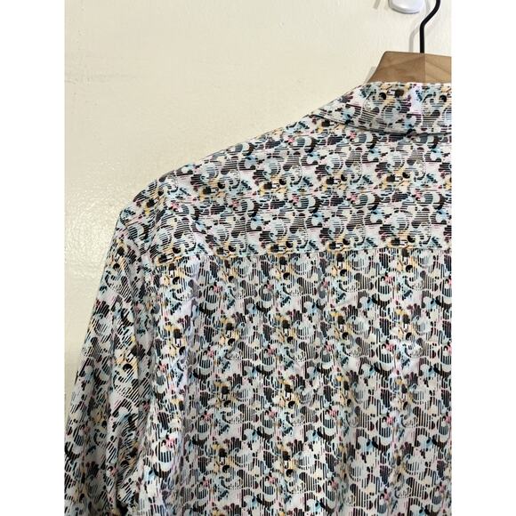 Robert Graham Abstract Boho Button Up Shirt L Flip Cuff Artsy Preppy Maximalist - Picture 10 of 14